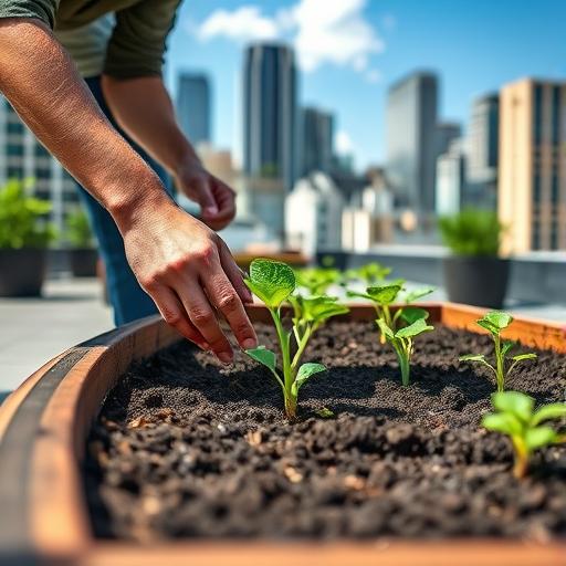 A close-up of a gardener's hands planting seedlings, symbolizing growth and nurturing goals.