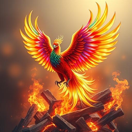 Phoenix rising from ashes symbolizing discipline and rebirth