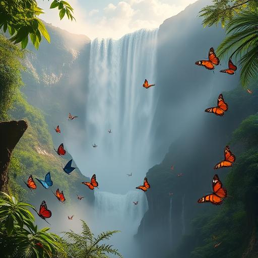 An awe-inspiring view of a towering waterfall representing resilience and strength.