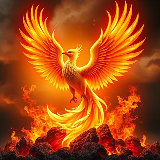 Phoenix rising majestically from its ashes