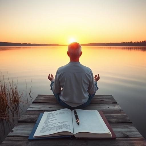 Serene lakeside sunrise reflecting hope during midlife