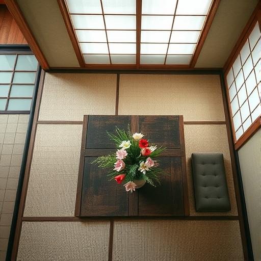 An overhead view of a traditional Japanese room