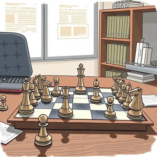 A dramatic illustration of a chessboard symbolizing strategic decision-making in fearless leadership