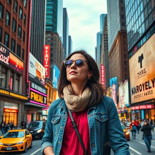 A vibrant collage of a single woman traveling solo through diverse landscapes.