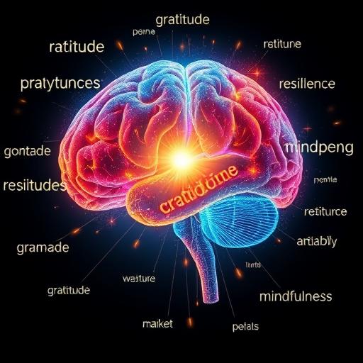 Dynamic brain glowing with light representing positive thinking