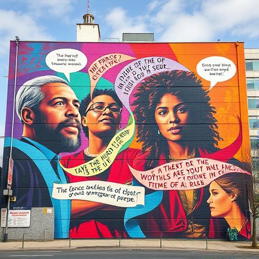 A large mural showcasing high achievers and inspiring greatness