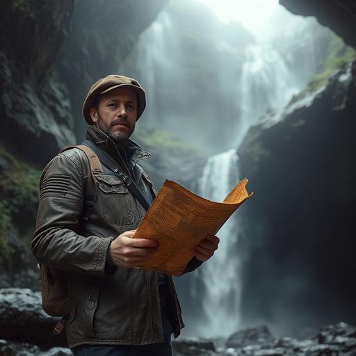 Intrepid explorer in leather jacket looking ahead