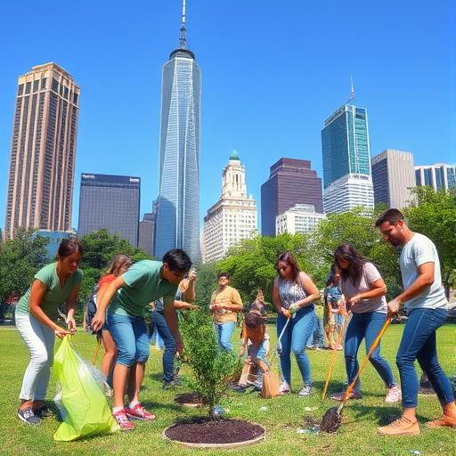 A group of diverse people participating in a community activity