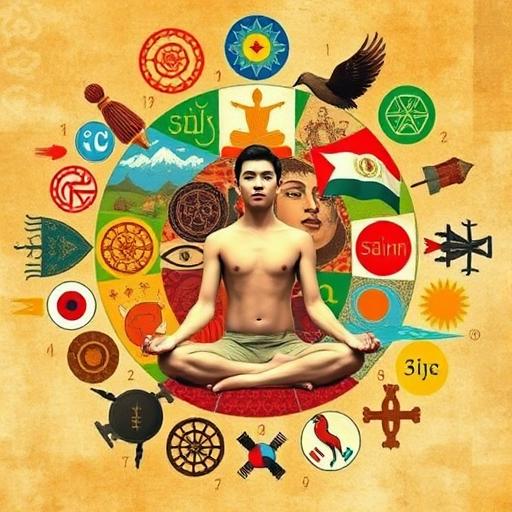 Vibrant collage of symbols representing habits and consistent actions stacking over time