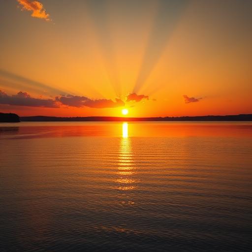 Sunrise over a tranquil lake symbolizing new beginnings