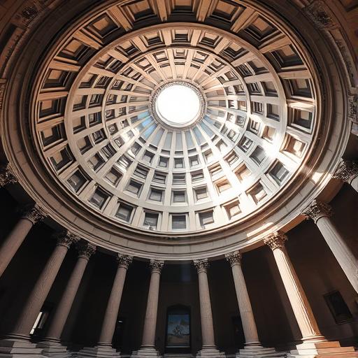 A serene scene of the Pantheon interior, illustrating harmony and peace in travel.