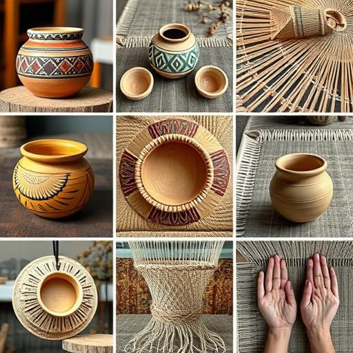 Collage of traditional crafts symbolizing skill-building and mindset