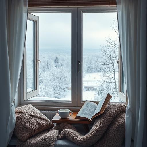 Cozy reading nook with a window view symbolizing comfort and reflection