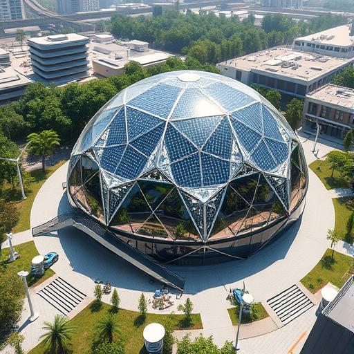 Futuristic urban community center representing collaboration