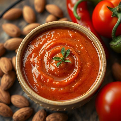 A close-up of a traditional Spanish romesco sauce, symbolizing the joy of creating through cooking.