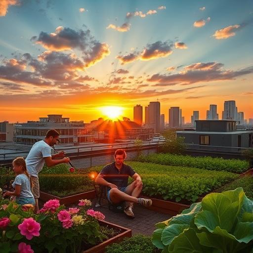 A peaceful sunset in a garden representing harmony of pet ownership