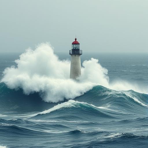 A mighty ocean with powerful waves symbolizing inner strength and limitless potential