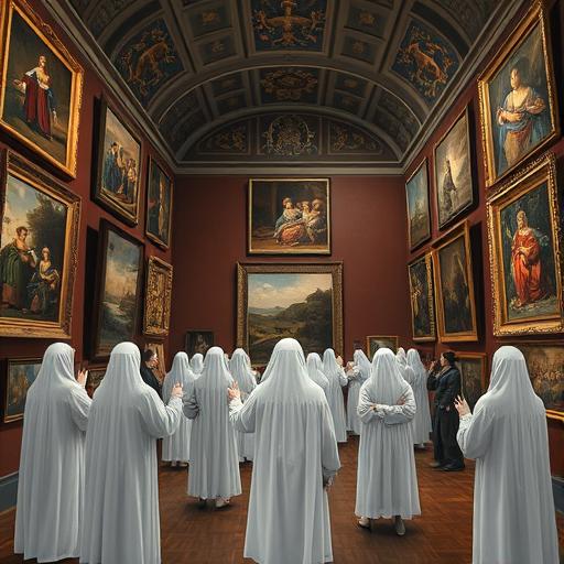 A renaissance-style art gallery showcasing diverse artistic expressions