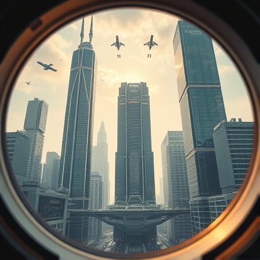 Futuristic cityscape with tall skyscrapers, symbolizing progress and consistency