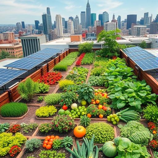 Urban rooftop garden showcasing community collaboration