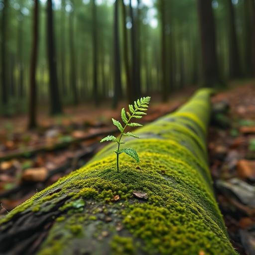 A bright green fern growing symbolizing growth through community support.