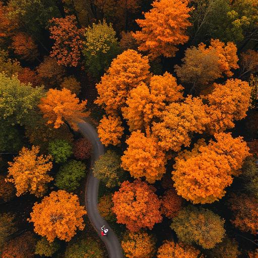 An aerial view of a dense enchanted forest in autumn, representing the beauty of new beginnings.