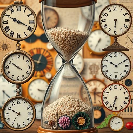 Detailed close-up of a slow-motion hourglass with flowing sand, symbolizing time and patience