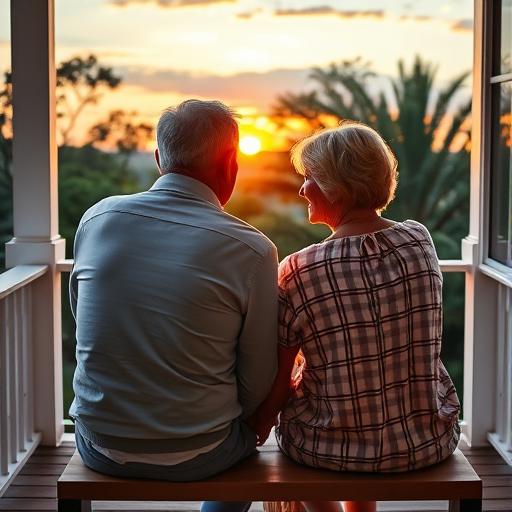 Mature couple on a porch representing unity and inner strength