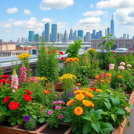 A vibrant rooftop garden symbolizing growth and potential