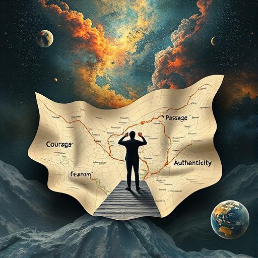 An abstract art piece showing an individual unraveling and transforming with color