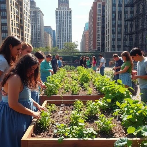 Urban garden signifying community support in overcoming obstacles.