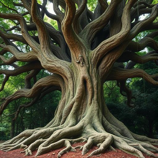 A strong tree with deep roots, symbolizing the courage to stand firm against fear