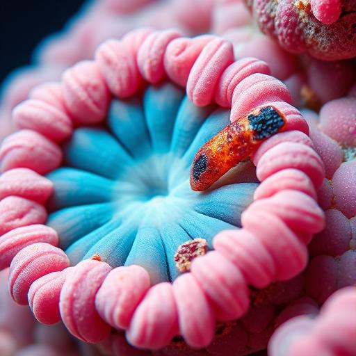 A detailed close-up of a coral polyp under a microscope