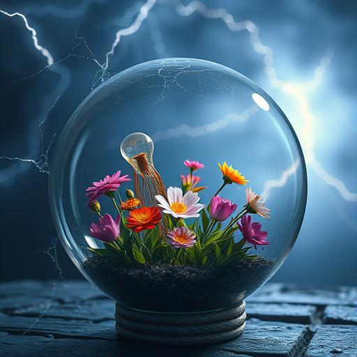 Glass sphere with blooming ideas representing your core 'why'
