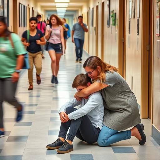 A busy school hallway filled with students, symbolizing a vibrant learning environment.