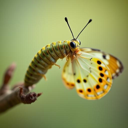 Close-up of a caterpillar transforming, symbolizing growth through support