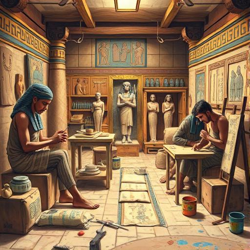 A detailed scene illustrating artisans, symbolizing learning and evolution through failure.