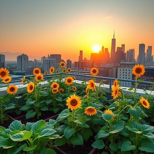A vibrant rooftop garden representing growth and mindfulness
