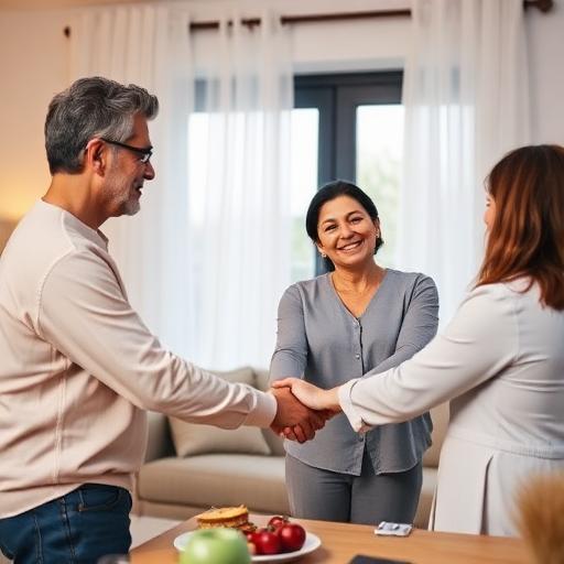 זוג מחזיק ידיים בסלון