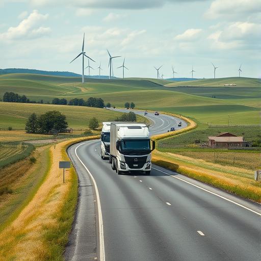 Scenic highway featuring a conceptual visualization of journeying towards success