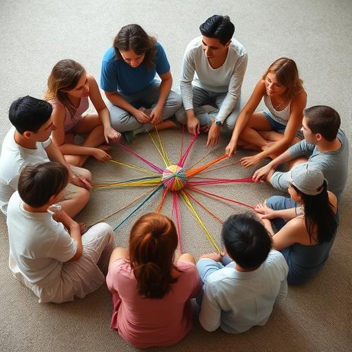 Diverse group sitting in a circle sharing ideas, representing collaborative growth