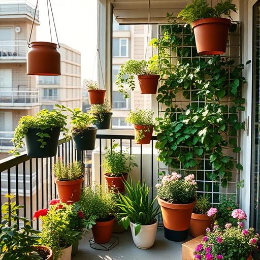 A serene urban garden representing resilience and growth