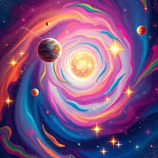 Vibrant galaxy of swirling colors symbolizing endless potential