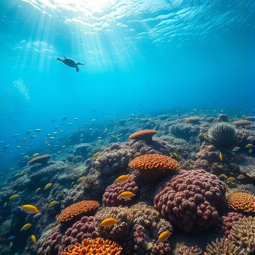 An underwater perspective of a vast coral reef, symbolizing the depth of mindfulness in our work.