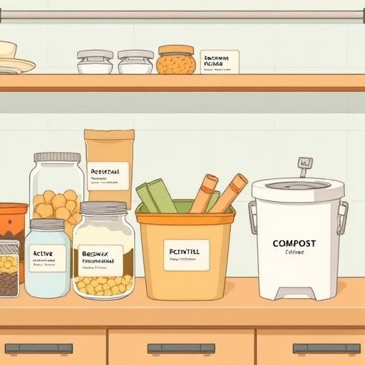 A creative depiction of scientific advancements in a futuristic kitchen.