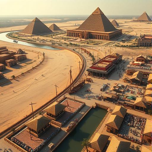 An aerial perspective of ancient Egypt, symbolizing balance and harmony that can be achieved through self-care.