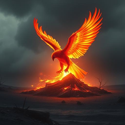 A phoenix rising from the ashes representing rebirth and renewed motivation 🔥