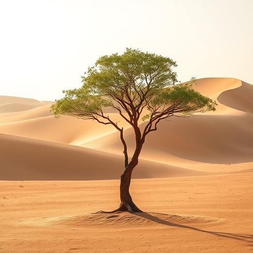 A solitary tree standing resiliently in a field symbolizing steady growth