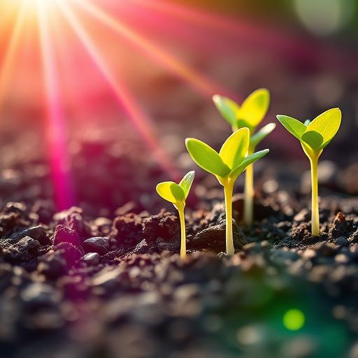 Seedlings breaking through soil representing nurturing environment