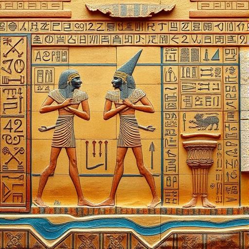 An intricate depiction of resilience depicted in ancient Egyptian art.